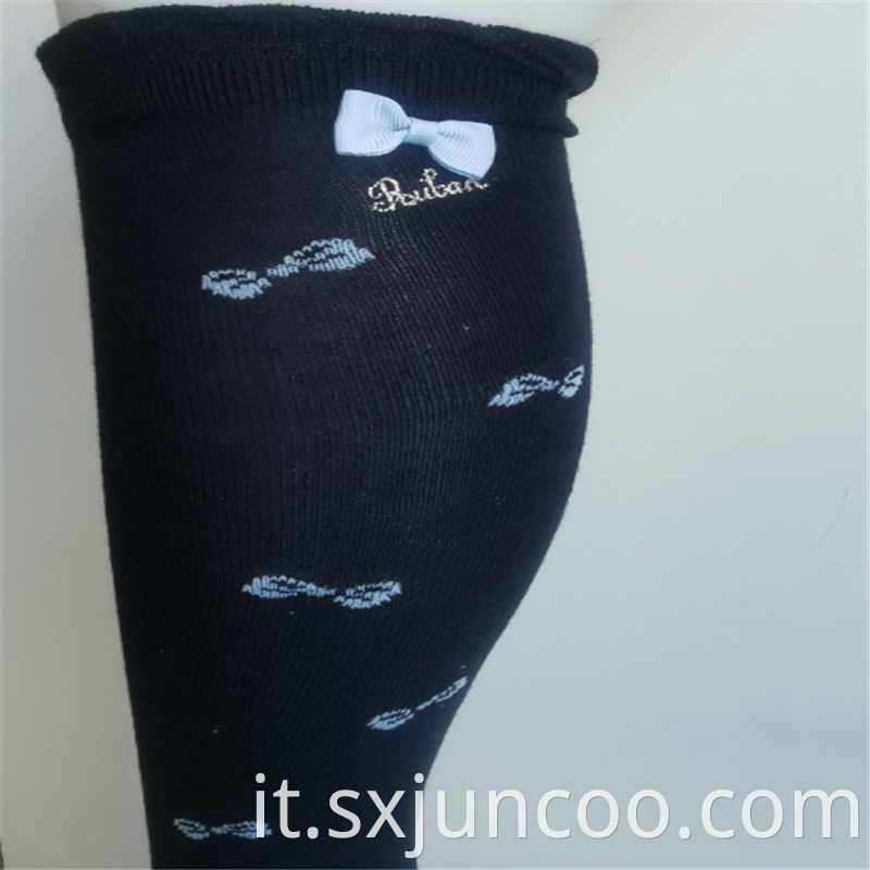 Girls Casual Knee High Black Quick Dry Print Socks